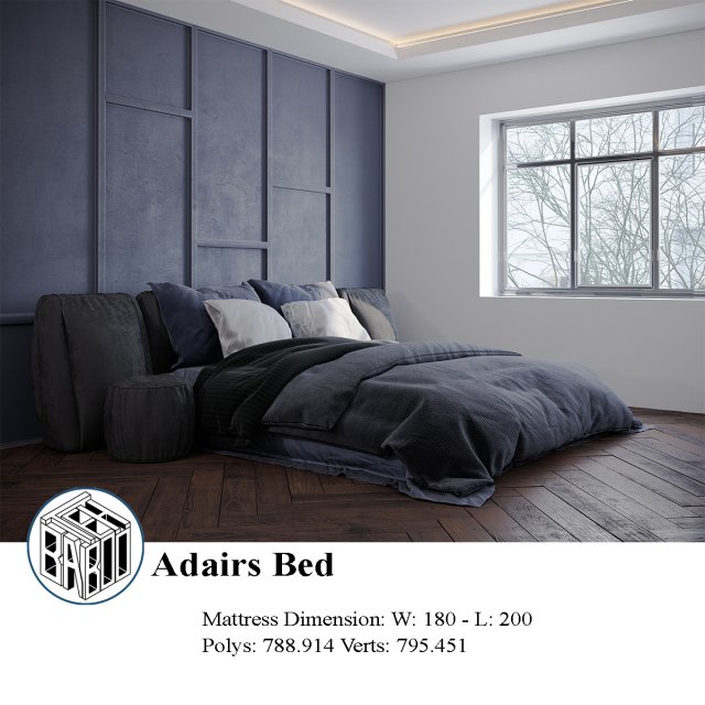adairs bed n01 Modèle 3D .c4d .max .obj .3ds .fbx .stl .blend 