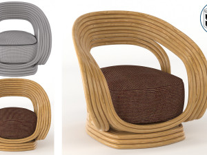 rattan chair summer interior 3D 模型