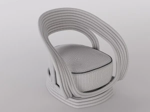 rattan chair summer interior 3D Model