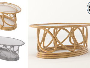 rattan coffee table summer interior 3Dモデル