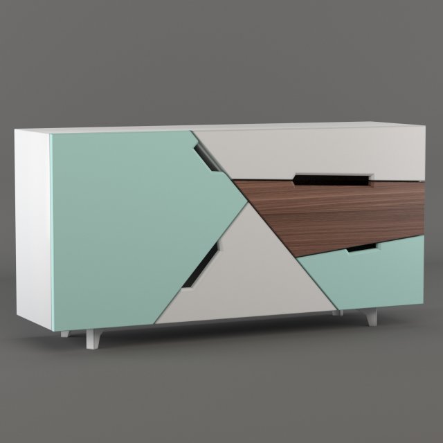 tangram sideboard 3D Модель .c4d .max .obj .3ds .fbx .stl .blend 