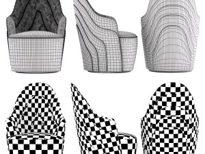 degraded birch couture armchair 3D Модель