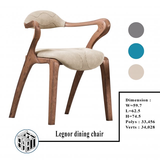 legnor dining chair Model 3D .c4d .max .obj .3ds .fbx .stl .blend 