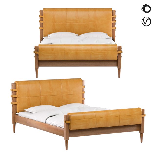 rhys leather bed Modello 3D .c4d .max .obj .3ds .fbx .stl .blend 