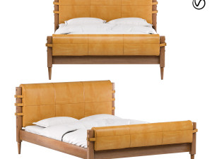 rhys leather bed Modèle 3D