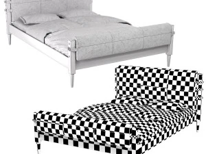 rhys leather bed 3D Model