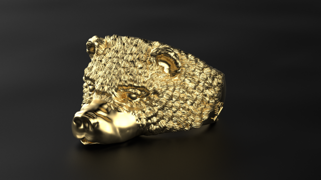 Bear ring with old slavonic runes 3D print model Modelo de Impressão 3D .c4d .max .obj .3ds .fbx .stl .blend 
