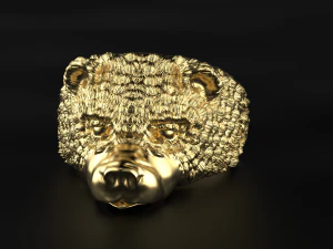 Bear ring with old slavonic runes 3D print model 3D Print Model