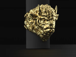 Bison jewerly ring 3D print model 3D Print Model