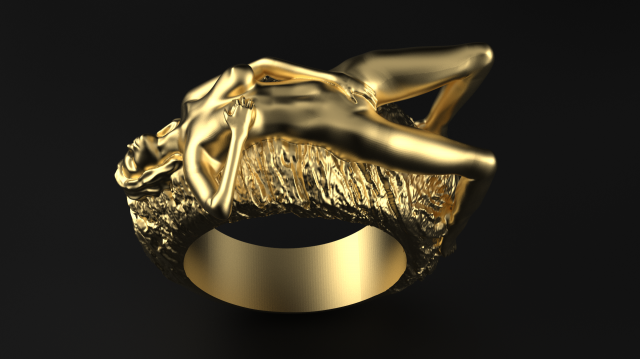 Lady made of stone ring 3D Print Model .c4d .max .obj .3ds .fbx .stl .blend