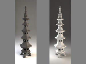 pagode de l&acirc;mpada japonesa Modelo 3D