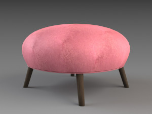 pouf pink velvet 3D Model
