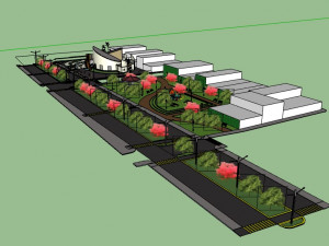 street with green area model 3d 3D Model