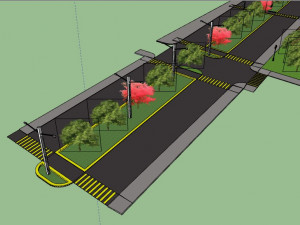 street with green area model 3d 3D Model