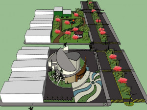 street with green area model 3d 3D Model