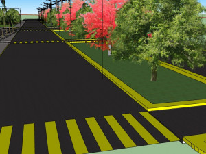 street with green area model 3d 3D Model