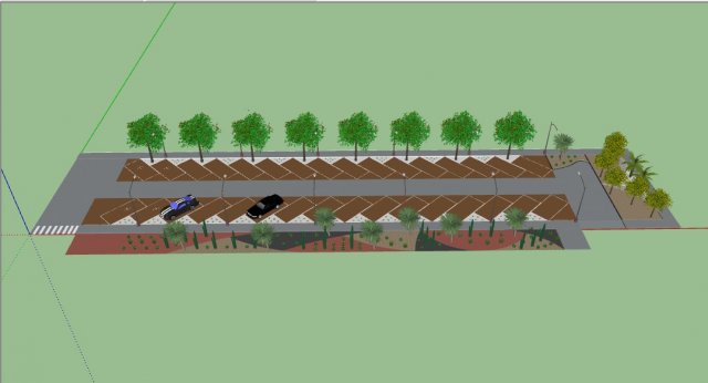 parking lot with landscape desing 3d Model 3D .c4d .max .obj .3ds .fbx .stl .blend