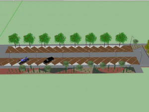 parking lot with landscape desing 3d 3D Model
