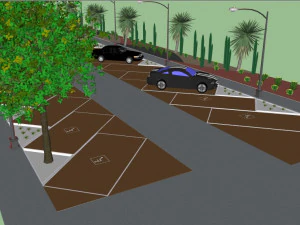 parking lot with landscape desing 3d 3D Model