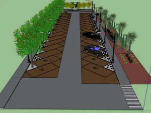 parking lot with landscape desing 3d 3D Model
