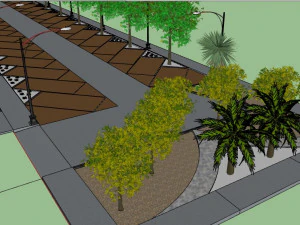 parking lot with landscape desing 3d 3D Model