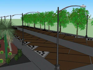 parking lot with landscape desing 3d 3D Model