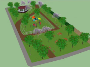 都市からのレクリエーションエリア機器グリーン3D 3Dモデル