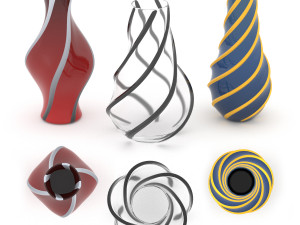 Modern glass spiral vase collection 01 3D Model
