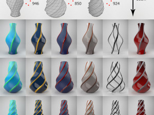 Modern glass spiral vase collection 01 3D Model