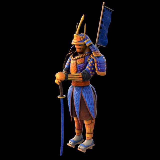 samurai with armor 3D Model .c4d .max .obj .3ds .fbx .stl .blend 