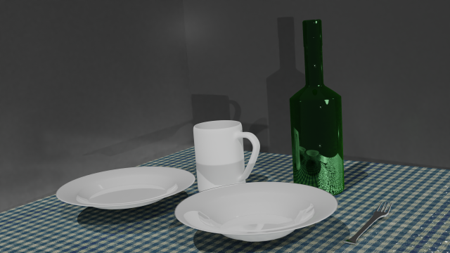 dishware pack wine bottle mug fork and dish 3Dモデル .c4d .max .obj .3ds .fbx .stl .blend 