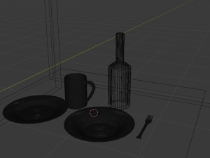 dishware pack wine bottle mug fork and dish 3Dモデル