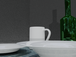 dishware pack wine bottle mug fork and dish 3Dモデル