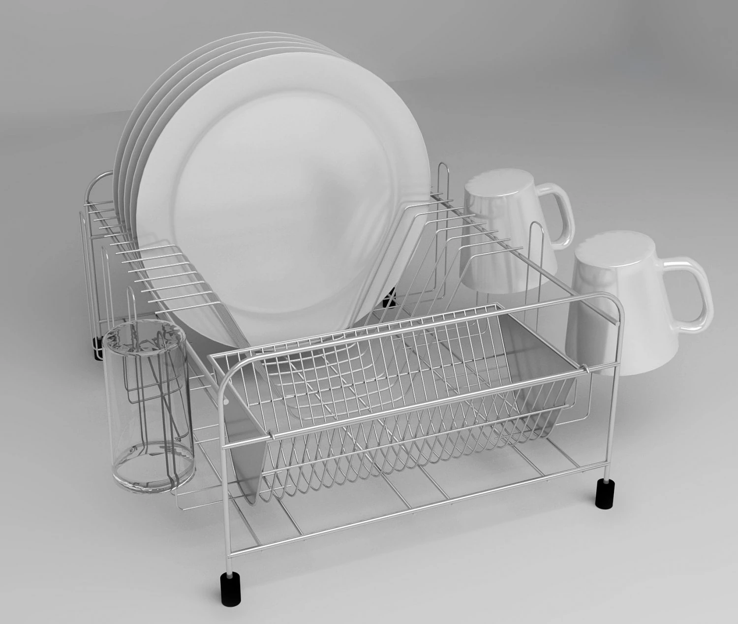 dish drainer 3D Model .c4d .max .obj .3ds .fbx .stl .blend 