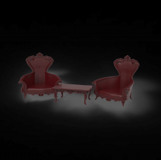 armchair and table 3D Модель .c4d .max .obj .3ds .fbx .stl .blend