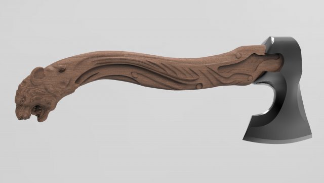 tiger head ax 3D Model .c4d .max .obj .3ds .fbx .stl .blend