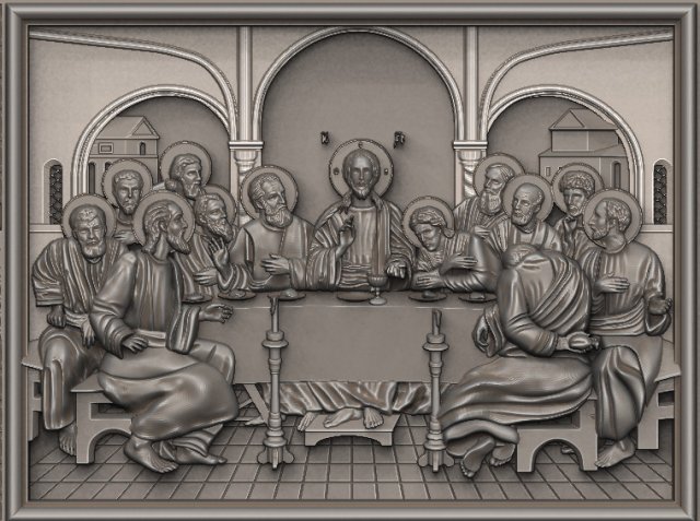 the last supper bas-relief 3D प्रिंट मॉडल .c4d .max .obj .3ds .fbx .stl .blend