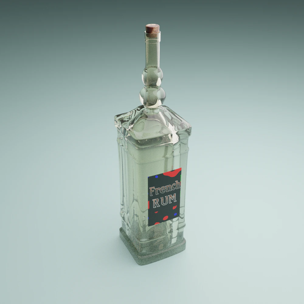 bottle of rum 3D Model .c4d .max .obj .3ds .fbx .stl .blend 