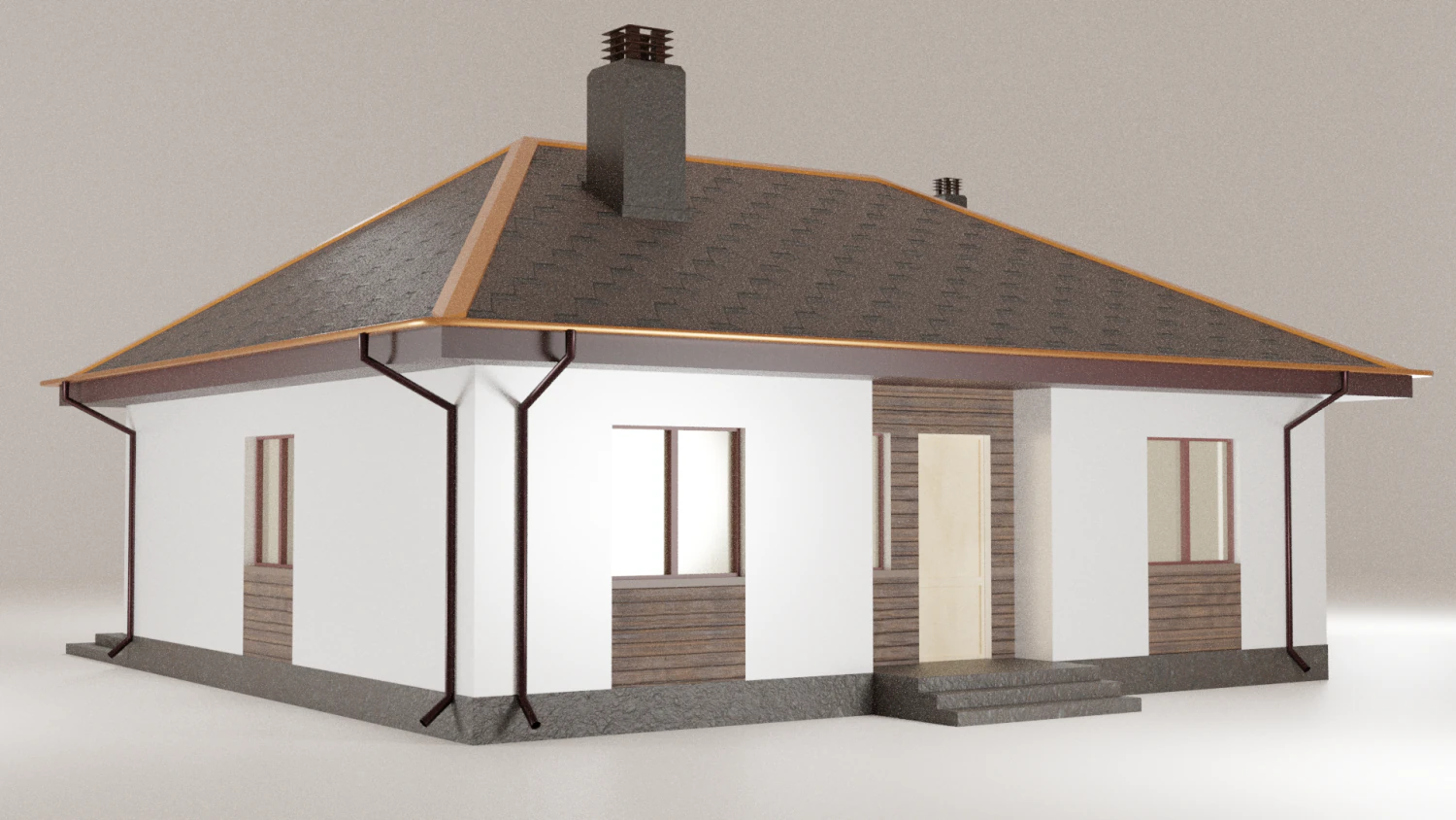 house project with a terrace 3D Model .c4d .max .obj .3ds .fbx .stl .blend 