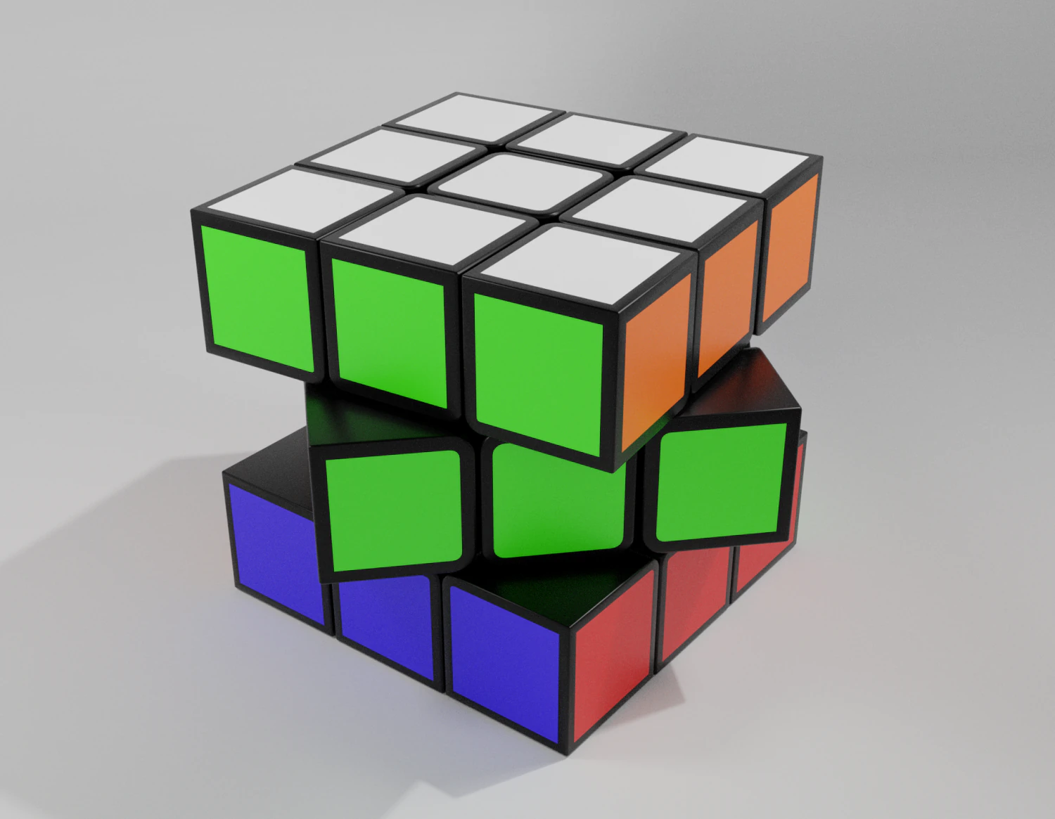 rubiks cube 3x3 disassembled 3D Model .c4d .max .obj .3ds .fbx .stl .blend