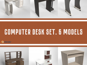 computer desk collection 6 models Modelo 3D