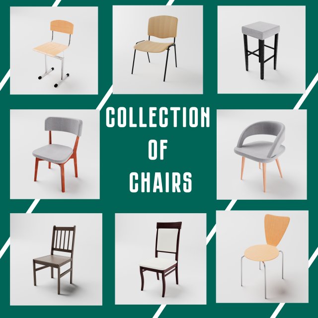 collection of chairs 8 models 3D Model .c4d .max .obj .3ds .fbx .stl .blend 