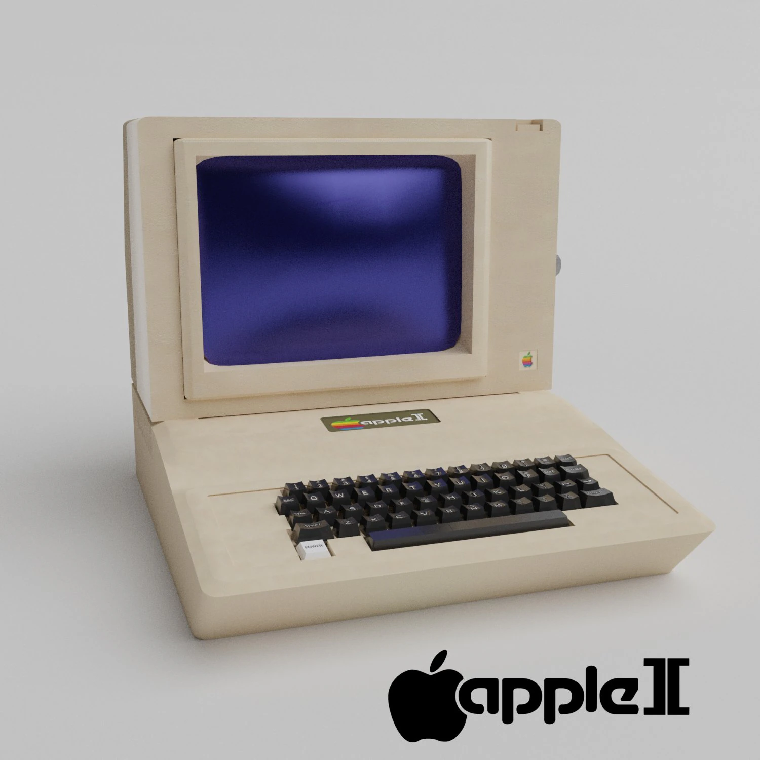 apple 2 computer rarity 3D Model .c4d .max .obj .3ds .fbx .stl .blend