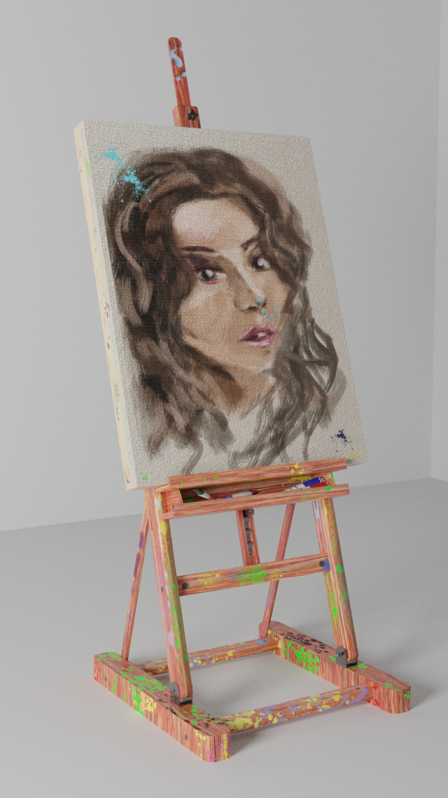 drawing on a paint easel 3D Model .c4d .max .obj .3ds .fbx .stl .blend 