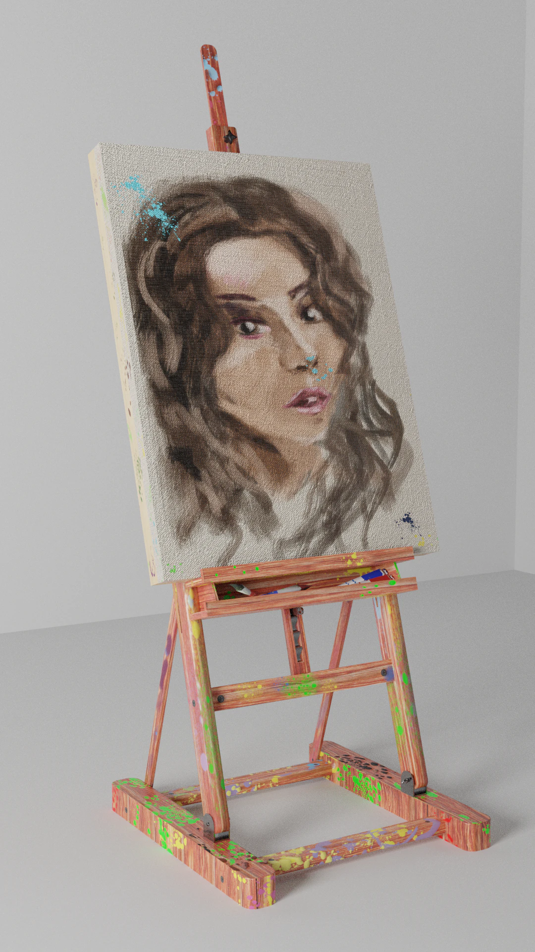 drawing on a paint easel 3D Model .c4d .max .obj .3ds .fbx .stl .blend 