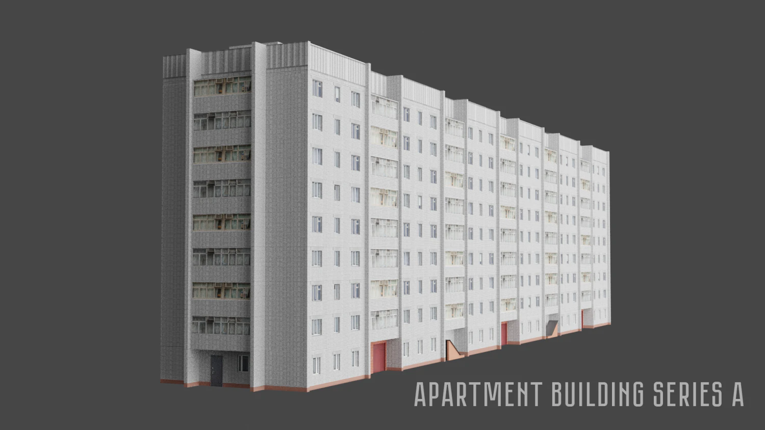 apartment building series a 3D Model .c4d .max .obj .3ds .fbx .stl .blend 