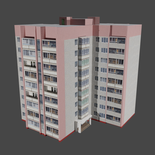 apartment building series b 3D Model .c4d .max .obj .3ds .fbx .stl .blend 