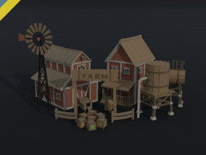 Cartoon farm asset Polygonal Style 3D 모델