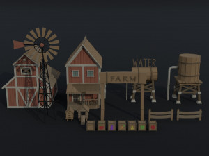 Cartoon farm asset Polygonal Style 3D Модель