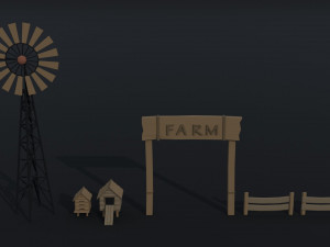 Cartoon farm asset Polygonal Style 3D Модель